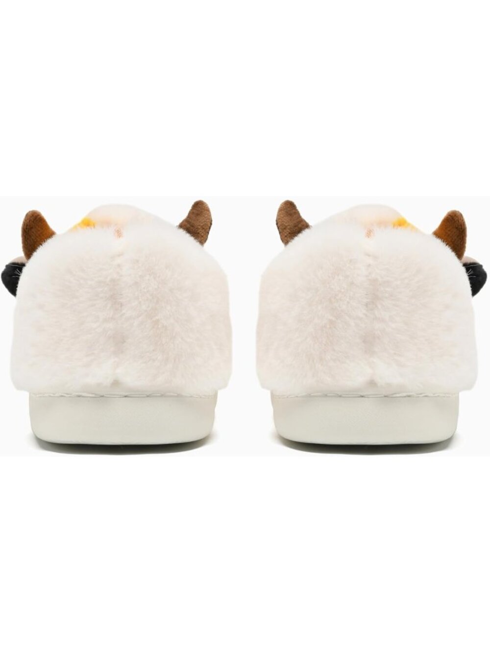 Women's Yellow Fluffy Cute Cozy Cartoon Fuzzy Cow Polyester Indoor Slippers - Picture 6 of 6